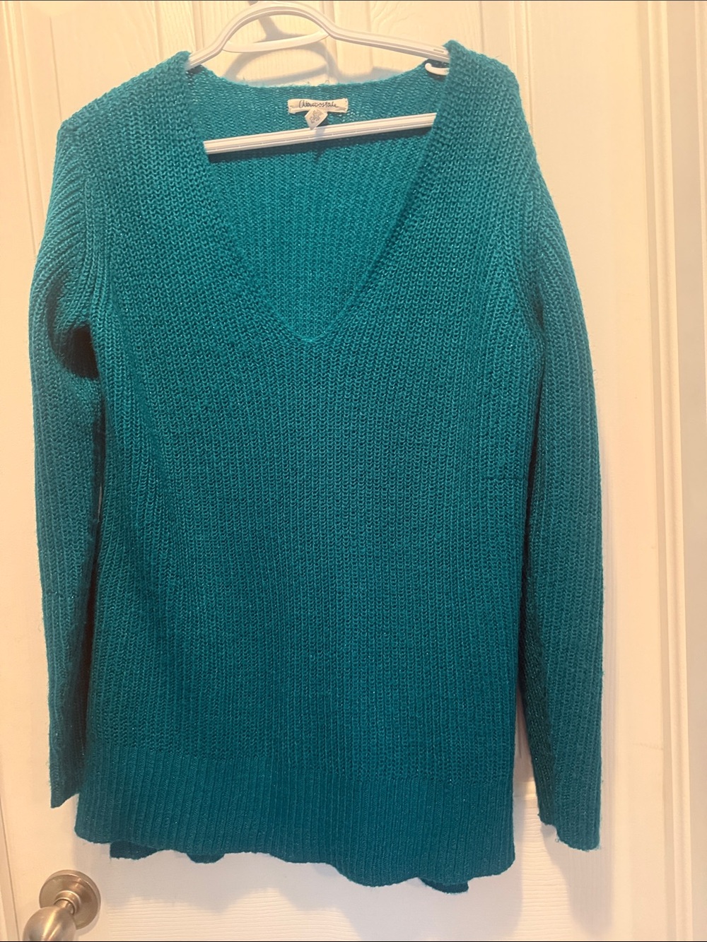 Aeropostale Teal V-Neck Knit Sweater
